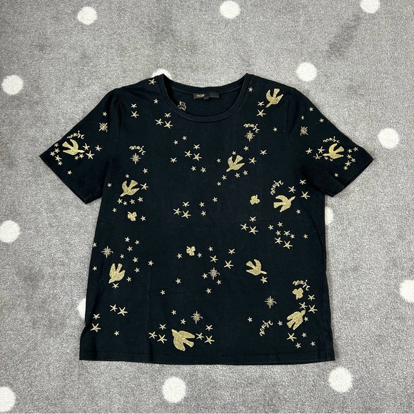 Maje Terence embroidered cotton t-shirt black/gold - Picture 2 of 12